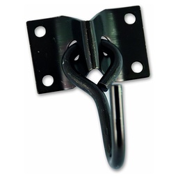 [319422] CROCHET MOBILE + PLATINE ACIER ZINGUE NOIR D7MM PLATINE 70X45MM