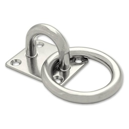 [321160] PLATINE CARRE + ANNEAU INOX D10MMX50MM