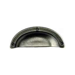 [324966] POIGNEE DE MEUBLE COQUILLE LAITON FER PATINE EA32