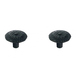 [321342] 2 BOUTONS DE MEUBLE ZAMAK MARTELE PATINE D28