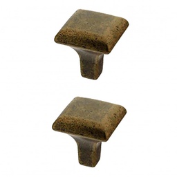 [321347] 2 BOUTONS DE MEUBLE ROMAN ZAMAK PATINE 25X25X28