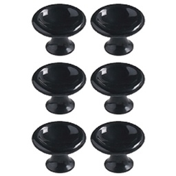 [321362] 6 BOUTONS DE MEUBLE CUVETTE PLASTIQUE NOIR D40MM