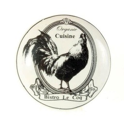 [321383] BOUTON DE MEUBLE BISTROT LE COQ PORCELAINE BLANC D35