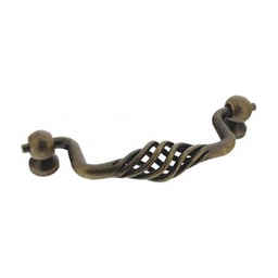 [321390] POIGNEE DE MEUBLE TOMBANTE TORSADE ACIER PATINE EA96