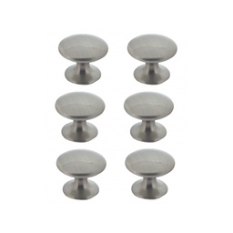 [321409] LOT DE 6 BOUTONS DE MEUBLE ROND ZAMAK NICKEL MAT D30