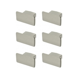 [321411] LOT DE 6 BOUTONS DE MEUBLE EKO ALUMINIUM NICKEL MAT 30X15X16MM