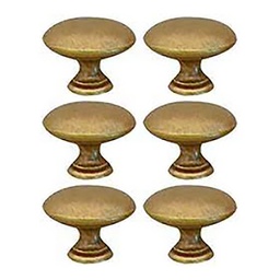 [321414] LOT DE 6 BOUTONS DE MEUBLE LOUIS XVI LAITON PATINE D31MM