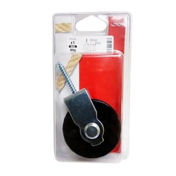 [321446] POULIE A VISSER ACIER ZINGUE 40KG GALET POLYAMIDE 60MM POUR CORDE D8MM