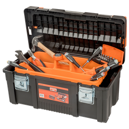 [35934] BOITE A OUTILS PLASTIQUE 650X300X 295 MM GARNIE AVEC 8 OUTILS