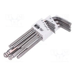 [36962] JEU DE CLE ALLEN TETE SPHERIQUE INOX 9 PCS - 1.5 A 10 MM