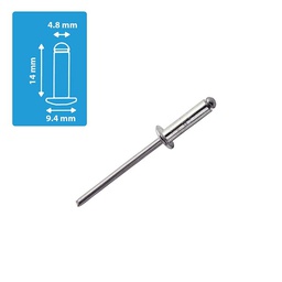 [39420] RIVET ALUMINIUM 4.8X14MM - BTE 100PCS