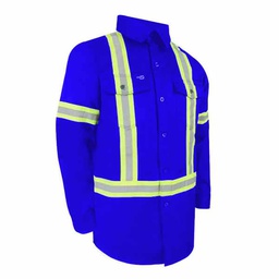 [310337] CHEMISE EN COTON BLEU LUMINEUX AVEC LOGO ET BANDE REFLECHISSANTE