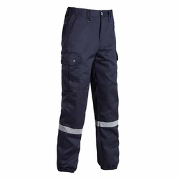 [311266] PANTALON MULTIPOCHE BLEU LUMINEUX EN POLYCOTON AVEC BANDE REFLECHISSANTE